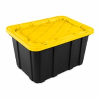 Sterilite 27 Gallon Industrial Tote - Black with Yellow Lid Perspective: Main