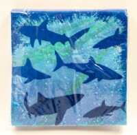 Creative Converting Shark Splash Beverage Napkins - Blue Perspective: Main