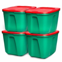 Rubbermaid Roughneck 18 Gal Plastic Holiday Storage Tote, Green and Red (6  Pack), 1 Piece - QFC