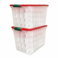 Homz 112 Qt Latching Holiday Plastic Storage Container Tote Box, Clear (2 Pack)