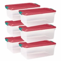 Homz Holiday Ornament Latching Storage Container - Red/Clear