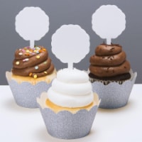 BuySeasons 267017 PSL Plastic White Cupcake Picks - 12 Piece