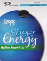 L'Eggs® Sheer Energy® Size Q Medium Support Leg Control Top Pantyhose - Jet Black