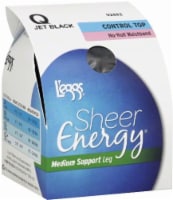 L'eggs® Sheer Energy® Women's Medium Support Leg Control Top Pantyhose - Jet Black Perspective: Main