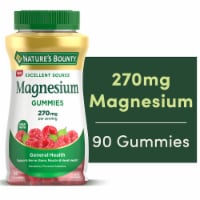 Nature’s Bounty® Magnesium Gummies, Magnesium Citrate 270mg, Raspberry Gummies Perspective: Main