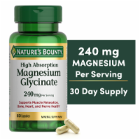 Nature's Bounty High Absorption Magnesium Glycinate Supplements, 240mg, Supports Muscle Relaxation