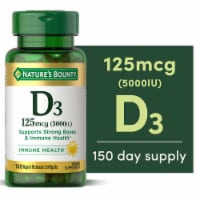 Nature's Bounty Vitamin D3 125mcg Immune and Bone Health Support Softgels Perspective: Main