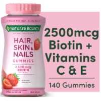 Nature's Bounty Optimal Solutions Hair Skin and Nails Strawberry Gummy Vitamins, Biotin 2500 mcg Perspective: Main