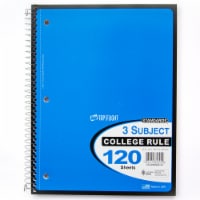 Top Flight College Ruled 3-Subject Notebook - 120 Sheets - Assorted