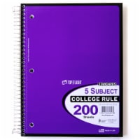 Top Flight College Rule 5-Subject Notebook - Assorted