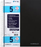Top Flight College Rule 5-Subject Notebook - 160 Sheet - Assorted