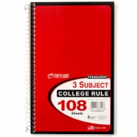 Top Flight College Rule 3-Subject Notebook - 108 Sheets - Assorted