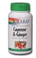 Solaray Cayenne and Ginger Capsules 465mg Perspective: front