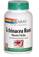 Solaray Echinacea Root with Vitamin C and Zinc Capsules Perspective: front