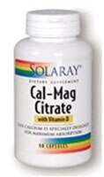 Solaray  Cal-Mag Citrate with Vitamin D Perspective: front