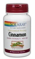 Solaray Cinnamon Bark Extract Vegetarian Capsules Perspective: front