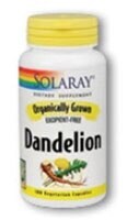 Solaray Organically Grown Dandelion Vegetarian Capsules Perspective: front