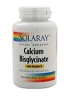 Solaray Calcium Bisglycinate with D-3 Vegetarian Capsules 1000 mg Perspective: front