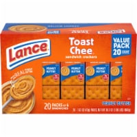 Lance Sandwich Crackers ToastChee Peanut Butter 20 Individually Wrapped Packs Perspective: Main