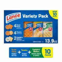 Lance Sandwich Crackers Variety Pack 3 Flavors 10 Individually Wrapped Packs Perspective: Main