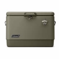 Coleman Reunion 54-Quart Ice Chest Stainless Steel Belted Matte Cooler, Sage