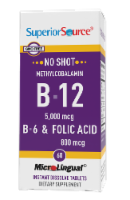 Superior Source No Shot B-12 with B-6 & Folic Acid Dissolving Tablets 5000mg