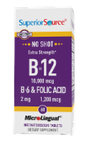 Superior Source No Shot Extra Strength B12 & B6 & Folic Acid Tablets 10000mcg / 2mg / 1200mcg