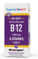 Superior Source No Shot B-12 & Vitamin D Instant Dissolvie Tablets 100 Count