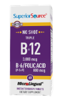 Superior Source No Shot Triple B-12 3000mcg & B6-Folic Acid 800mcg Instant Dissolve Tablets