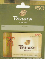 Panera Bread $50 Gift Card Perspective: front