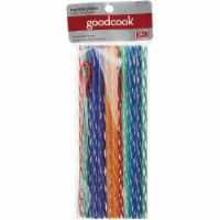 Multicolor Striped Reusable Plastic Straws, 24ct