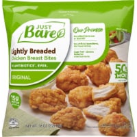 Just Bare Fully Cooked Bnls Sknl Lightly Breaded Chicken Breast Bites Perspective: Main