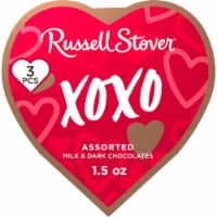 RUSSELL STOVER Valentine's Day Happy Heart Day Assorted Milk & Dark Chocolate Candy Gift Box Perspective: Main