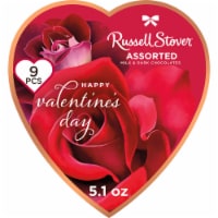 RUSSELL STOVER Valentine's Day Romantic Roses Assorted Milk & Dark Chocolate Heart Gift Box Perspective: Main