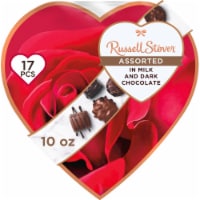 RUSSELL STOVER Valentine's Day Romantic Roses Assorted Milk & Dark Chocolate Heart Gift Box Perspective: Main