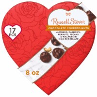 RUSSELL STOVER Valentine's Day Milk Chocolate Covered Nuts Fabric Heart Candy Gift Box Perspective: Main