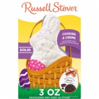 RUSSELL STOVER Easter Bunny Cookies & Crème Solid White Fudge Chocolate Candy Rabbit Perspective: Main