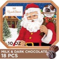 RUSSELL STOVER Christmas Assorted Milk & Dark Chocolate Santa Gift Tin Perspective: Main