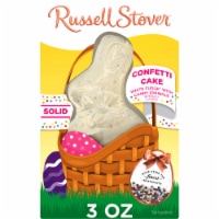 RUSSELL STOVER Easter Bunny Solid White Fudge Confetti Cake Candy Rabbit Perspective: Main