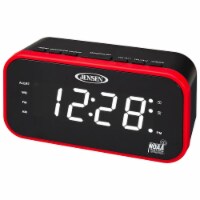 Jensen JEP-150 AM/FM Weather Band Clock Radio - Red/Black