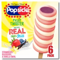 Popsicle Fruit Twister Strawberry Blueberry & Vanilla Swirl with Real Fruit & Milk Ice Cream Pops