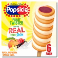 Popsicle Fruit Twister Peach Raspberry Vanilla Swirl with Real Fruit & Milk Ice Cream Pops