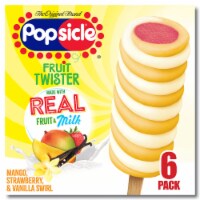 Popsicle Fruit Twister Mango Strawberry Vanilla Swirl with Real Fruit & Milk Ice Cream Pops Perspective: Main