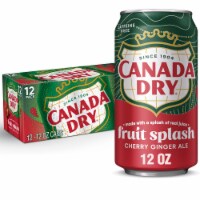 Canada Dry Fruit Splash Cherry Ginger Ale Soda Cans Perspective: Main