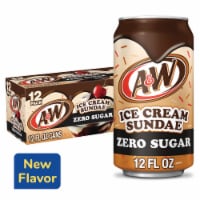 A&W Ice Cream Sundae Zero Sugar Caffeine Free Soda Cans Perspective: Main