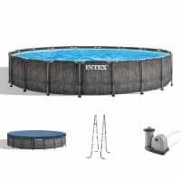 Intex Greywood Prism Frame 18'x48  Round Above Ground Outdoor Swimming Pool Set
