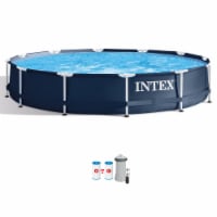 Intex Metal Frame 12' x 30  Round Above Ground Outdoor Swimming Pool with Pump