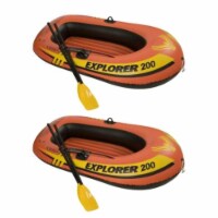 Intex Explorer 200 Inflatable 2 Person River Boat Raft w/ Oars & Pump (2 Pack)
