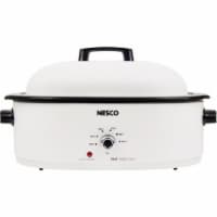 Nesco Porcelain Roaster with Cooking Rack - White