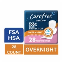 Carefree® Ultra Thin Pads with Wings Overnight Absorbency Unscented Perspective: Main